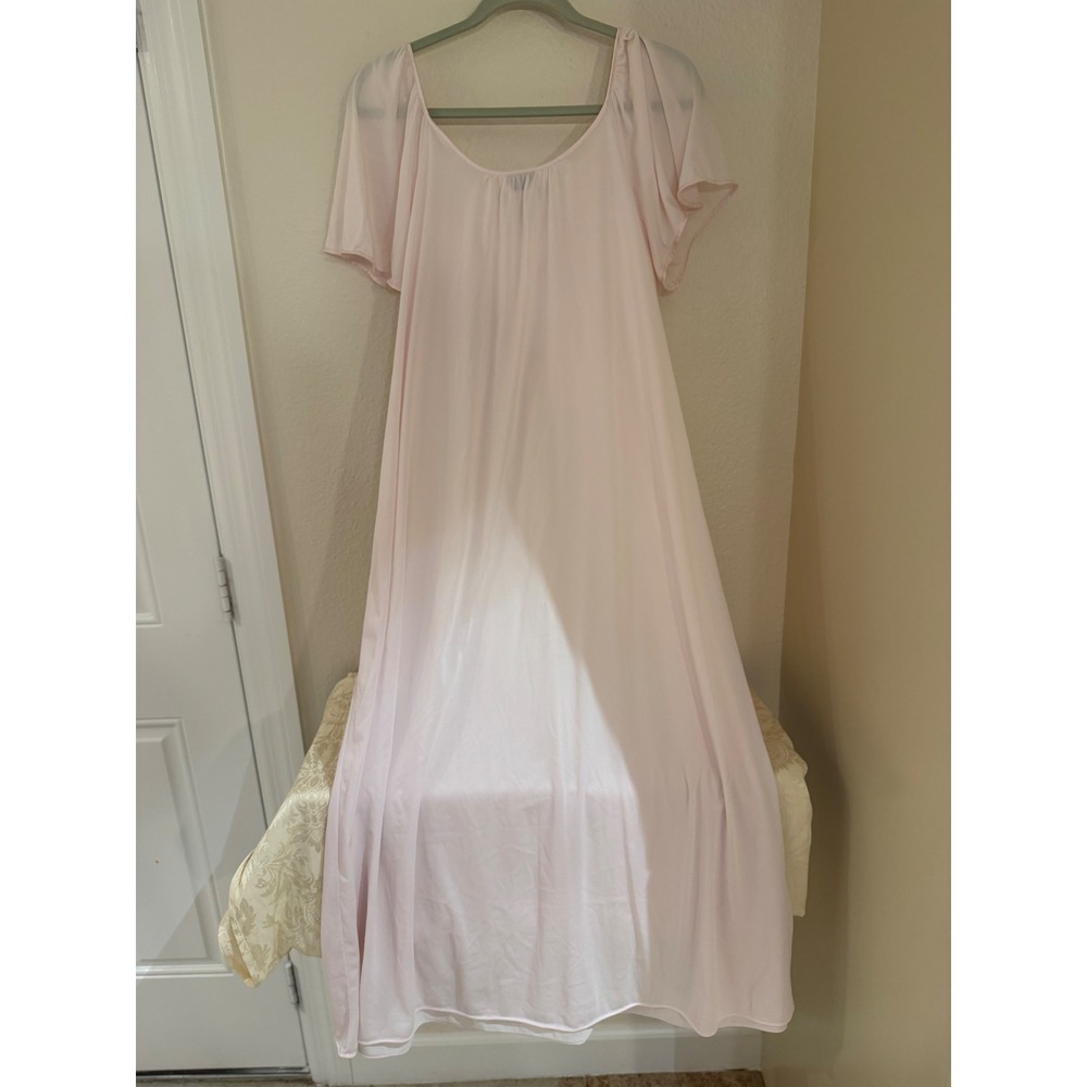 Vanity Fair Vintage Pink Nightgown Floral Embroidered Lace Maxi Sleepwear XL USA - Picture 8 of 8